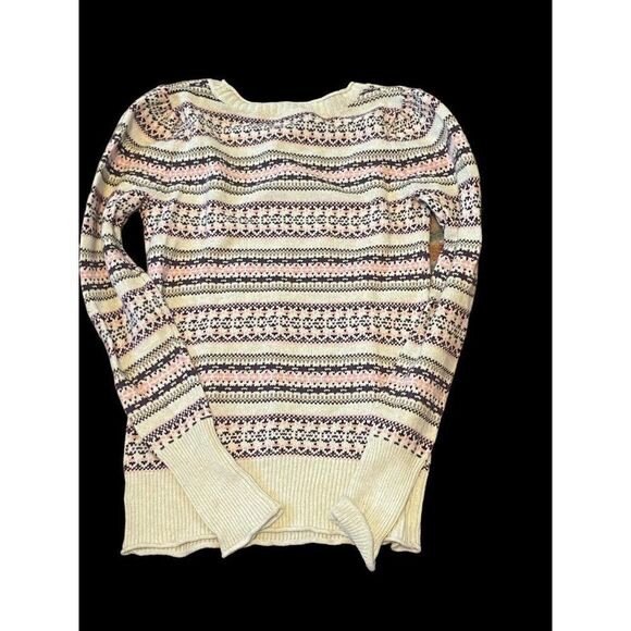 Kaisely Womens Pullover Sweater Ivory Multi Print Size Large Cotton Blend - Picture 5 of 6